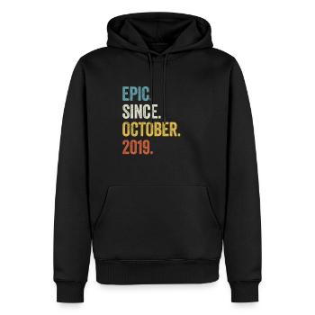 4ème anniversaire 4 ans épiques depuis octobre 2019 - Sweat à capuche Premium bio Homme - noir - Devant - Nico (187cm)