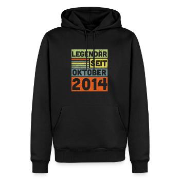 9ème anniversaire 9 ans légendaire depuis octobre 2014 - Sweat à capuche Premium bio Homme - noir - Devant - Nico (187cm)
