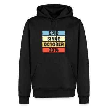 9e anniversaire 9 ans épiques depuis octobre 2014 - Sweat à capuche Premium bio Homme - noir - Devant - Nico (187cm)