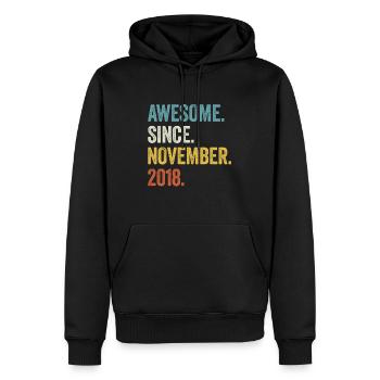 5e anniversaire 5 ans génial depuis novembre 2018 - Sweat à capuche Premium bio Homme - noir - Devant - Nico (187cm)