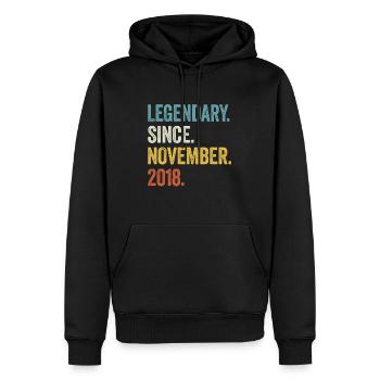 5e anniversaire 5 ans légendaire novembre 2018 - Sweat à capuche Premium bio Homme - noir - Devant - Nico (187cm)