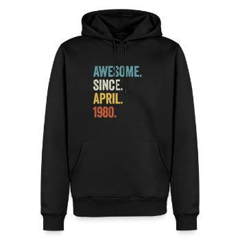 44e anniversaire 44 ans d’expérience depuis avril 1980 - Sweat à capuche Premium bio Homme - noir - Devant - Nico (187cm)