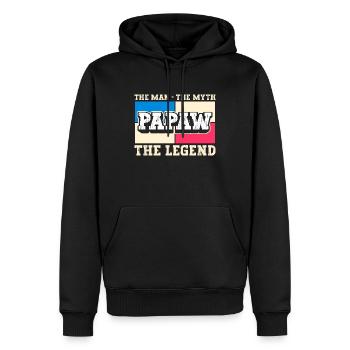 Papa Vater Opa Geschenkidee Papaw Spruch Retro - Männer Premium Bio Hoodie - Schwarz - Vorne - Nico (187cm)