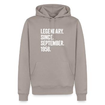 66. Geburtstag 66 Jahre Legendary September 1958 - Männer Premium Bio Hoodie - Taupe - Vorne - Nico (187cm)