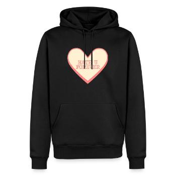 Hate U Forever Funny Saying Sugar Heart - Men’s Premium Organic Hoodie - black - Front - Nico (187cm)