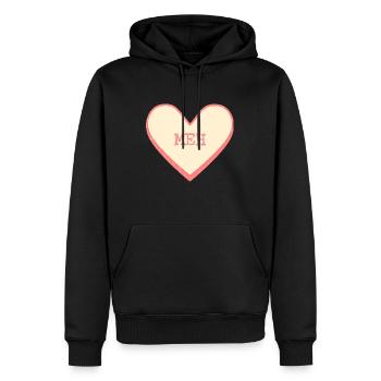 Meh Zuckerherz Lustiger Spruch Text Herz - Männer Premium Bio Hoodie - Schwarz - Vorne - Nico (187cm)