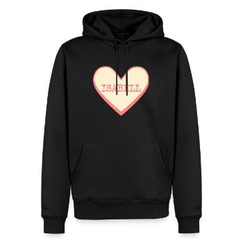 Isabell Nom Prénom Coeur de sucre rose - Sweat à capuche Premium bio Homme - noir - Devant - Nico (187cm)