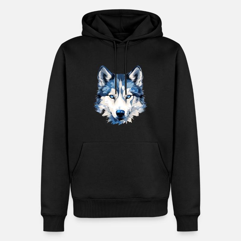 Der Blue Husky - Männer Premium Bio Hoodie - Schwarz