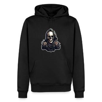 Tod mit Rosen und Umhang Halloween - Männer Premium Bio Hoodie - Schwarz - Vorne - Nico (187cm)