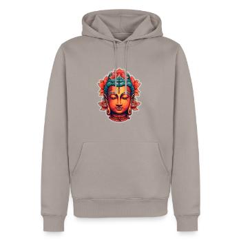 Buddha Zen Lotusblüte Meditation - Männer Premium Bio Hoodie - Taupe - Vorne - Nico (187cm)
