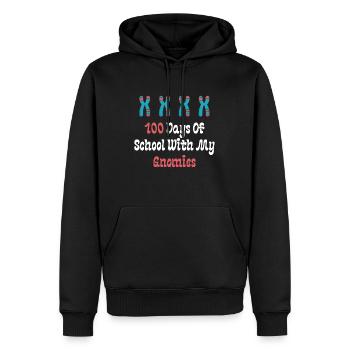 100 jours d’école avec mes gnomies - Sweat à capuche Premium bio Homme - noir - Devant - Nico (187cm)