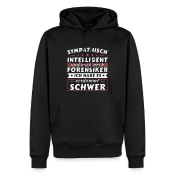 Sympathisch und intelligent - Forensiker Edition - Männer Premium Bio Hoodie - Schwarz - Vorne - Nico (187cm)