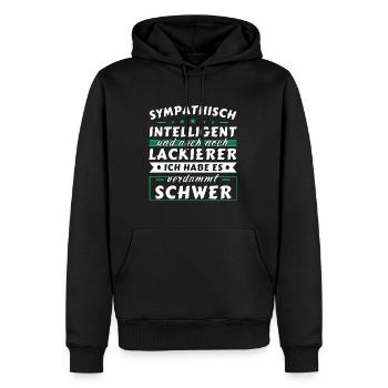 Sympathisch und intelligent - Lackierer Edition - Männer Premium Bio Hoodie - Schwarz - Vorne - Nico (187cm)