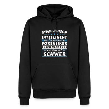 Sympathisch und intelligent - Forensiker Edition - Männer Premium Bio Hoodie - Schwarz - Vorne - Nico (187cm)