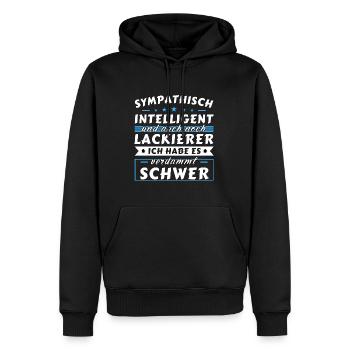 Sympathisch und intelligent - Lackierer Edition - Männer Premium Bio Hoodie - Schwarz - Vorne - Nico (187cm)
