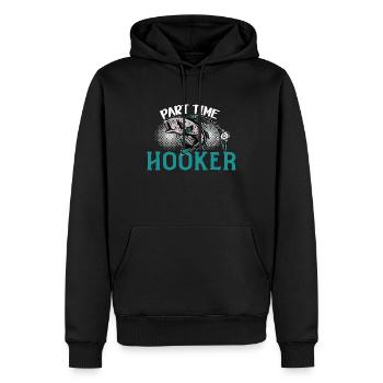 Pêcheur pêcheur pêche pêche idée cadeau humour - Sweat à capuche Premium bio Homme - noir - Devant - Nico (187cm)