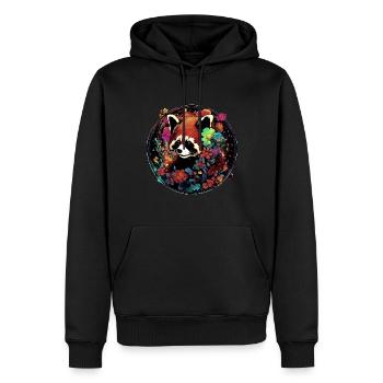 Roter panda,panda,Blumen, illustration - Männer Premium Bio Hoodie - Schwarz - Vorne - Nico (187cm)