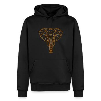 Ligne géométrique de l’éléphant - Sweat à capuche Premium bio Homme - noir - Devant - Nico (187cm)