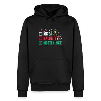 Noël Humour Drôle Gentil Coquin Surtout gentil - Sweat à capuche Premium bio Homme - noir - Devant - Nico (187cm)