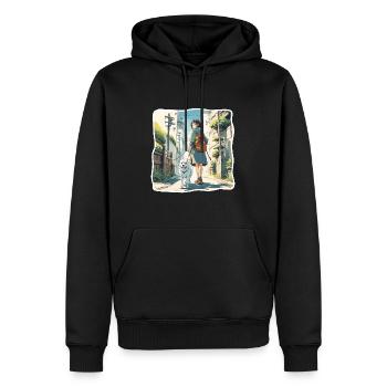 Anime / Bande dessinée / Japonais / Animation / Dessin animé - Sweat à capuche Premium bio Homme - noir - Devant - Nico (187cm)