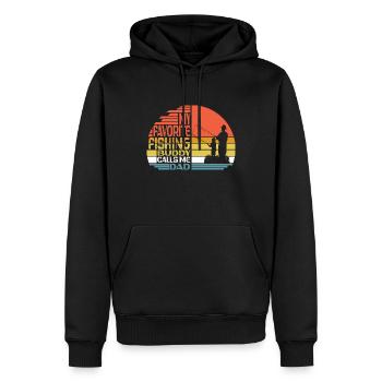 Angeln mon copain de pêche préféré m’appelle papa - Sweat à capuche Premium bio Homme - noir - Devant - Nico (187cm)