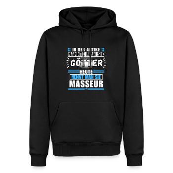 Les dieux dans l’Antiquité. Le masseur d’aujourd’hui - Sweat à capuche Premium bio Homme - noir - Devant - Nico (187cm)