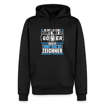 Les dieux dans l’Antiquité. Aujourd’hui dessinateur - Sweat à capuche Premium bio Homme - noir - Devant - Nico (187cm)
