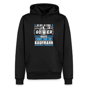 Gods in Antiquity. Today a businessman - Men’s Premium Organic Hoodie - black - Front - Nico (187cm)