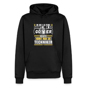 Gods in Antiquity. Today Technician - Men’s Premium Organic Hoodie - black - Front - Nico (187cm)