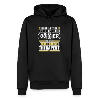Dieux dans l'Antiquité. Aujourd'hui thérapeute - Sweat à capuche Premium bio Homme - noir - Devant - Nico (187cm)