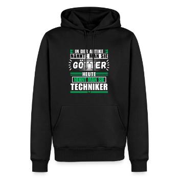 Gods in Antiquity. Today Technician - Men’s Premium Organic Hoodie - black - Front - Nico (187cm)