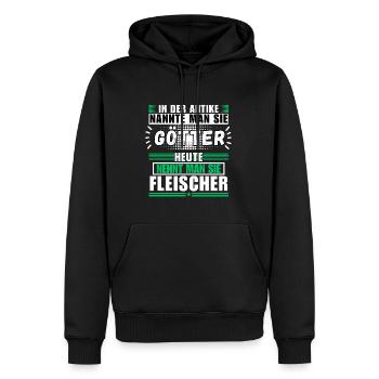 Götter in der Antike. Heute Fleischer - Männer Premium Bio Hoodie - Schwarz - Vorne - Nico (187cm)