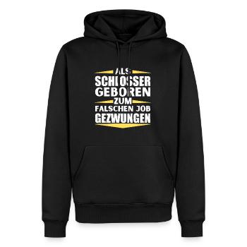 Schlosser im falschen Job gelandet - Männer Premium Bio Hoodie - Schwarz - Vorne - Nico (187cm)