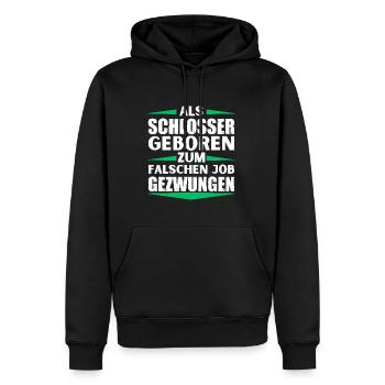 Schlosser im falschen Job gelandet - Männer Premium Bio Hoodie - Schwarz - Vorne - Nico (187cm)
