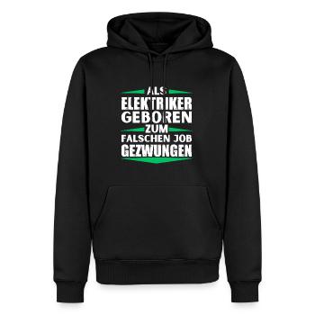Electrician landed in the wrong job - Men’s Premium Organic Hoodie - black - Front - Nico (187cm)