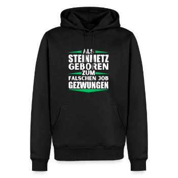 Stonemason landed in the wrong job - Men’s Premium Organic Hoodie - black - Front - Nico (187cm)