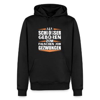 Schlosser im falschen Job gelandet - Männer Premium Bio Hoodie - Schwarz - Vorne - Nico (187cm)