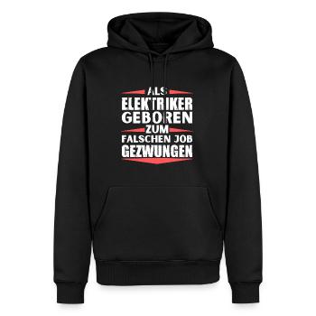 Elektriker im falschen Job gelandet - Männer Premium Bio Hoodie - Schwarz - Vorne - Nico (187cm)