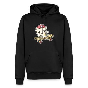 Chat Skateur - Sweat à capuche Premium bio Homme - noir - Devant - Nico (187cm)