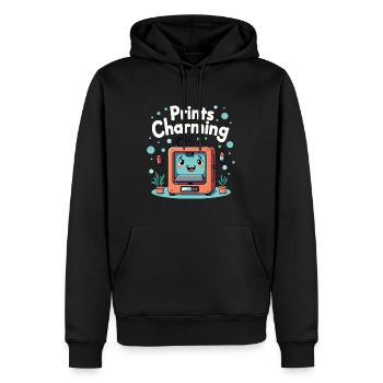 Funny 3D printer with pun - Men’s Premium Organic Hoodie - black - Front - Nico (187cm)