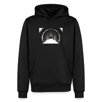 Tunnel 05 - Männer Premium Bio Hoodie - Schwarz - Vorne - Nico (187cm)