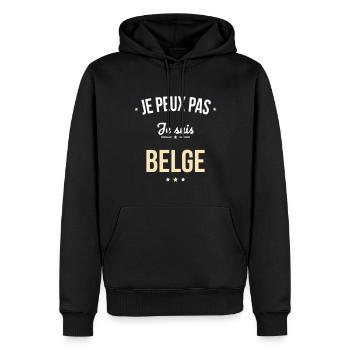 Je peux pas je suis Belge - Sweat à capuche Premium bio Homme - noir - Devant - Nico (187cm)