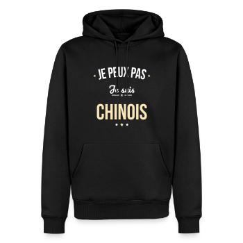 Je peux pas je suis Chinois - Sweat à capuche Premium bio Homme - noir - Devant - Nico (187cm)
