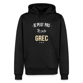 Je peux pas je suis Grec - Sweat à capuche Premium bio Homme - noir - Devant - Nico (187cm)