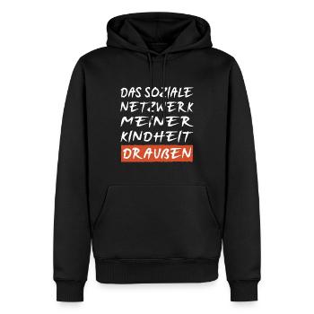 Draußen Das soziale Netzwerk meiner Kindheit - Männer Premium Bio Hoodie - Schwarz - Vorne - Nico (187cm)