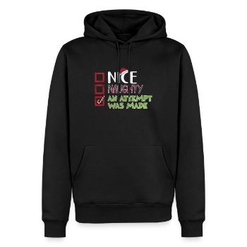 Christmas Humor Nice Naughty An Attempt Was Made - Men’s Premium Organic Hoodie - black - Front - Nico (187cm)