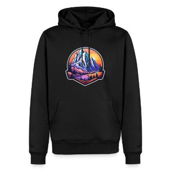 Berg / Alpen / Gipfel / Natur / Wald / Gestein - Männer Premium Bio Hoodie - Schwarz - Vorne - Nico (187cm)