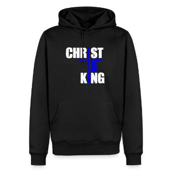 Le Christ est roi Foi chrétienne Religieux - Sweat à capuche Premium bio Homme - noir - Devant - Nico (187cm)