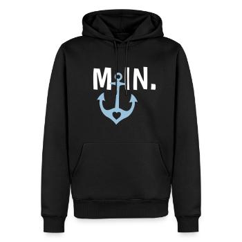 Moin. - Männer Premium Bio Hoodie - Schwarz - Vorne - Nico (187cm)