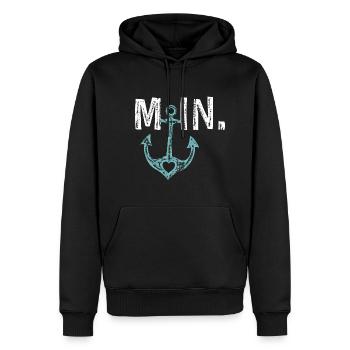 Moin Anker Seefahrt Design Geschenkidee - Männer Premium Bio Hoodie - Schwarz - Vorne - Nico (187cm)